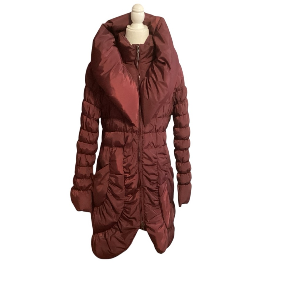 Ciao  Milano Quilted Coat in wine size large - Picture 2 of 9
